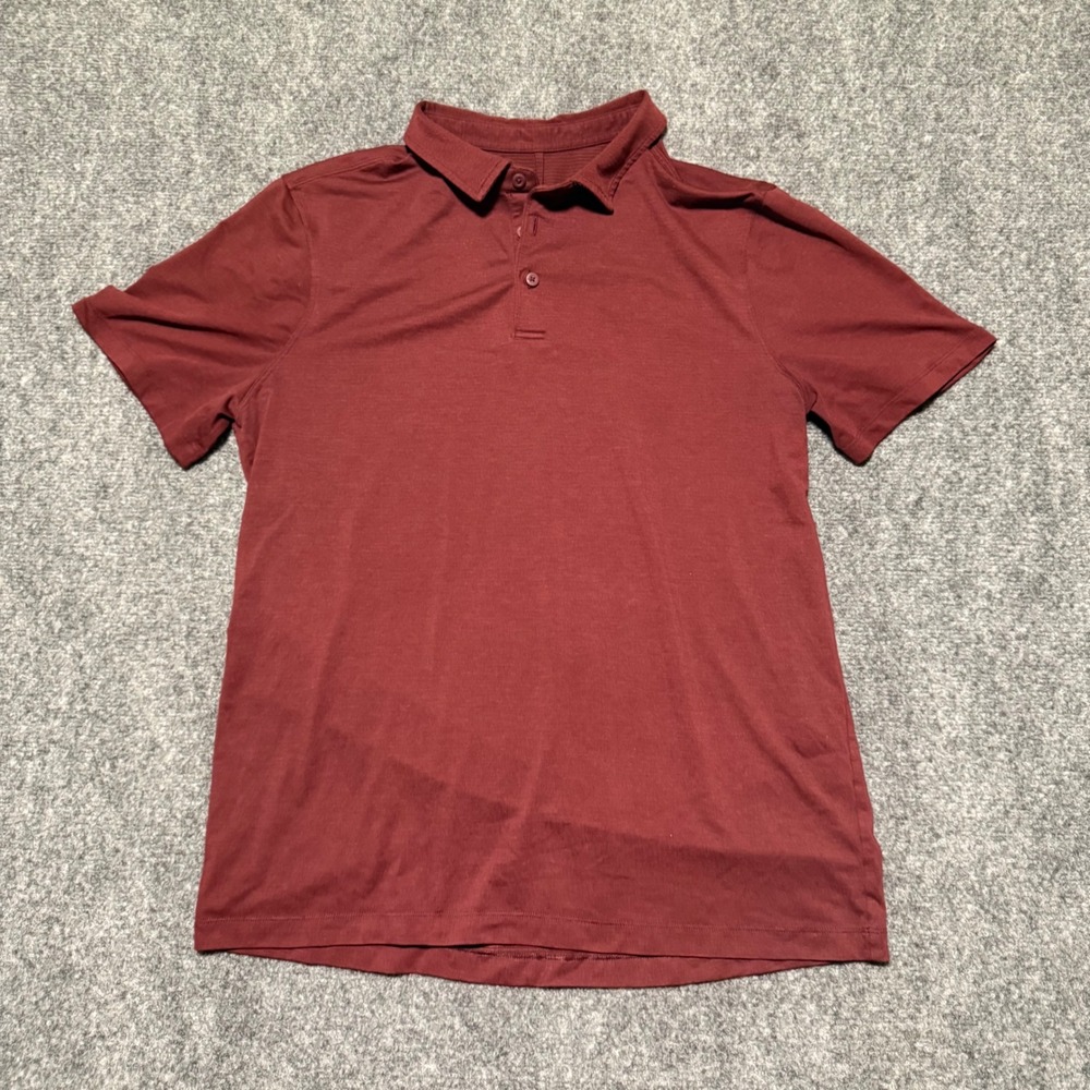 Lululemon Evolution Polo Shirt Mens Medium Maroon Burgundy Short Sleeve Golf